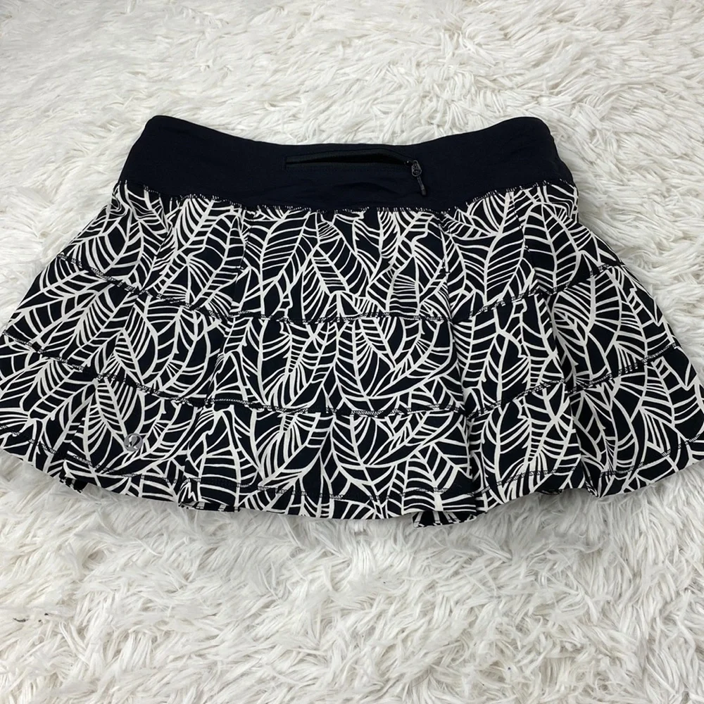 Lululemon Pace Rival Skirt *2-way Stretch (Regular) Pretty Palm Black Angel Wing